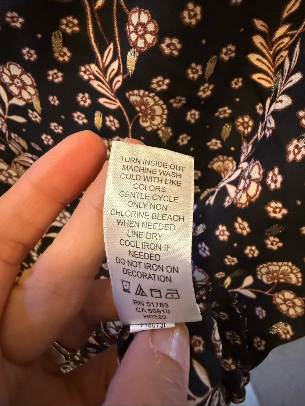 Maurices Black & Cream Floral V-Neck Blouse with Gold accents - Picture 5 of 6